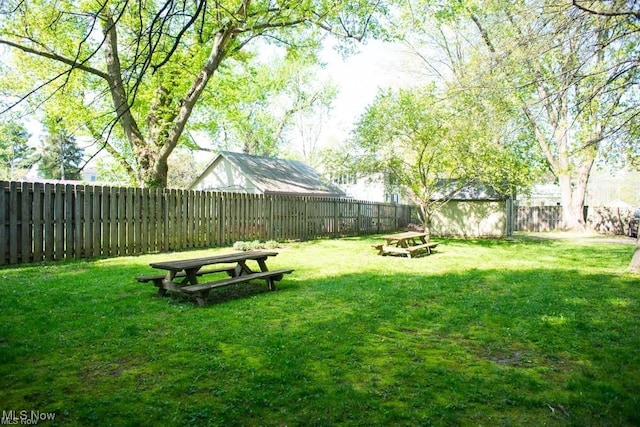 view of yard featuring a fenced backyard