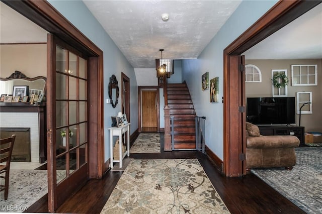 foyer entrance with dark hardwood / wood-style flooring