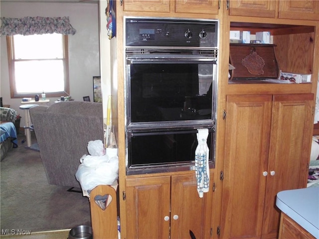 kitchen with carpet floors