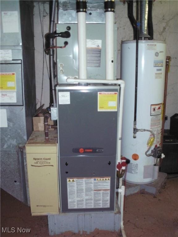 utility room featuring water heater