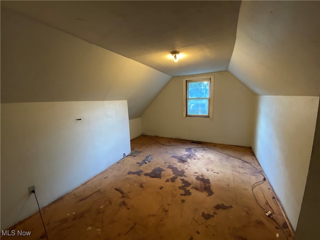 additional living space with vaulted ceiling