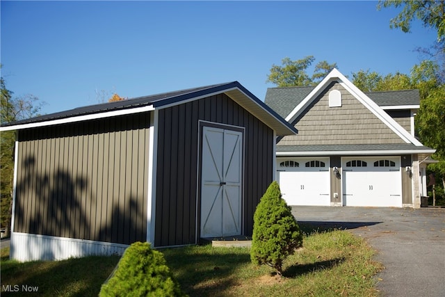 exterior space featuring a garage