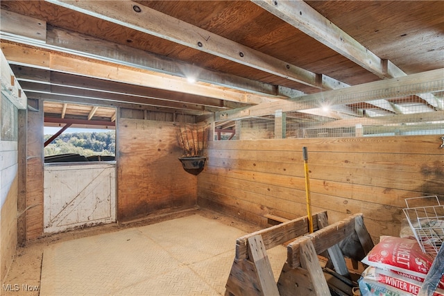 interior space with wooden walls