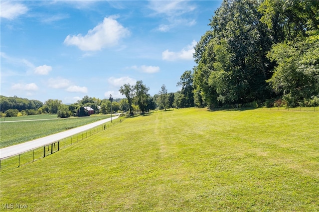 view of yard with a rural view