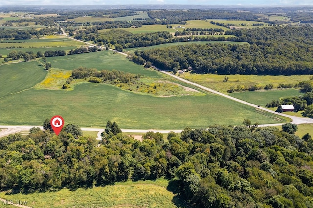 birds eye view of property with a rural view