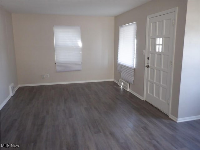 foyer entrance with dark hardwood / wood-style floors