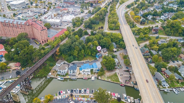 bird's eye view featuring a water view