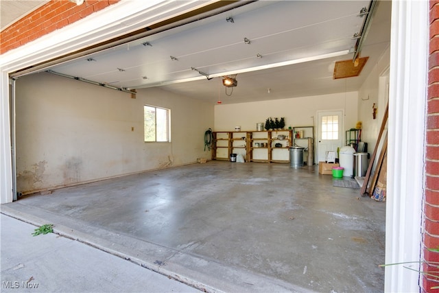 garage with a garage door opener