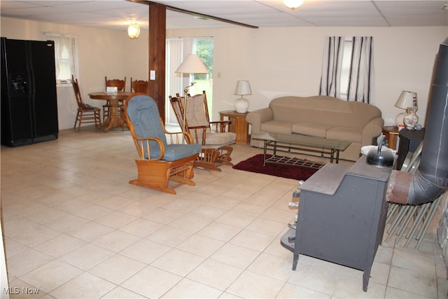 living room with light tile patterned floors