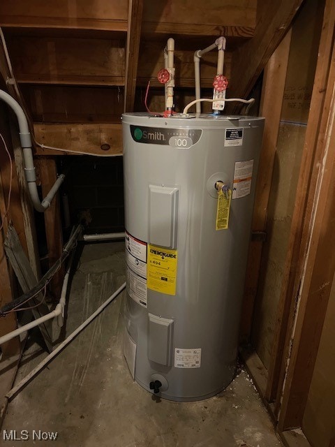 utility room with electric water heater