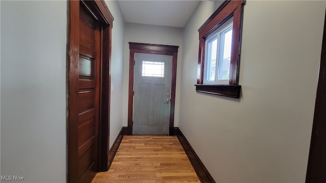 entryway with light hardwood / wood-style flooring