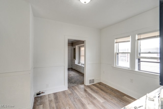 interior space with light hardwood / wood-style floors