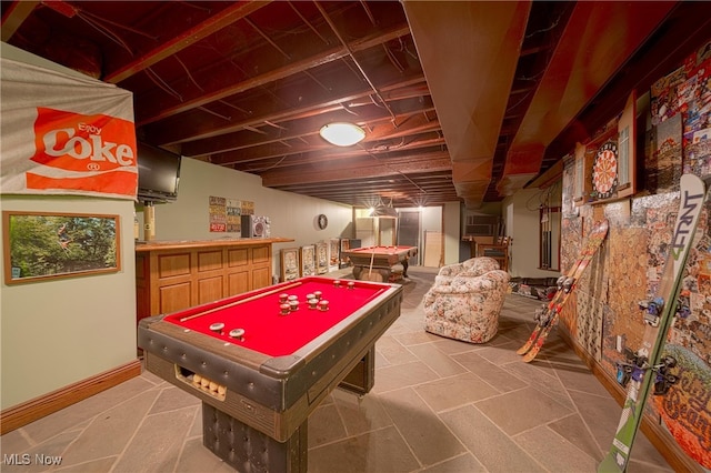 playroom featuring billiards and bar