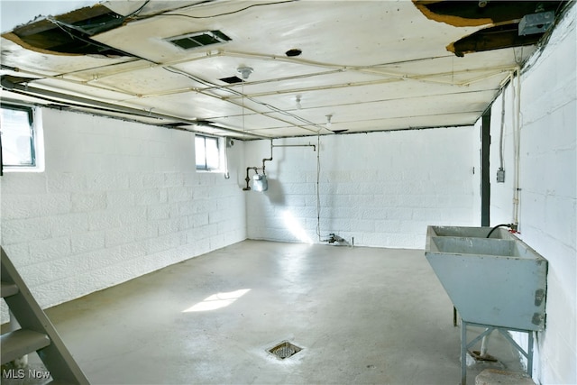 basement featuring sink