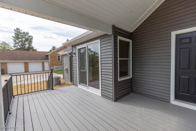 wooden terrace with central air condition unit