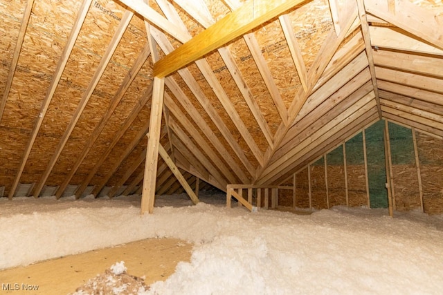 view of unfinished attic