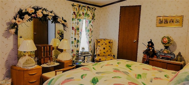 bedroom featuring crown molding