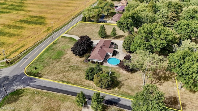 bird's eye view with a rural view