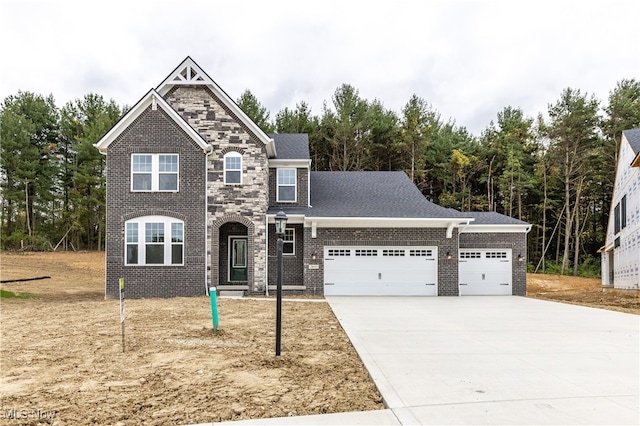 view of front of house with a garage