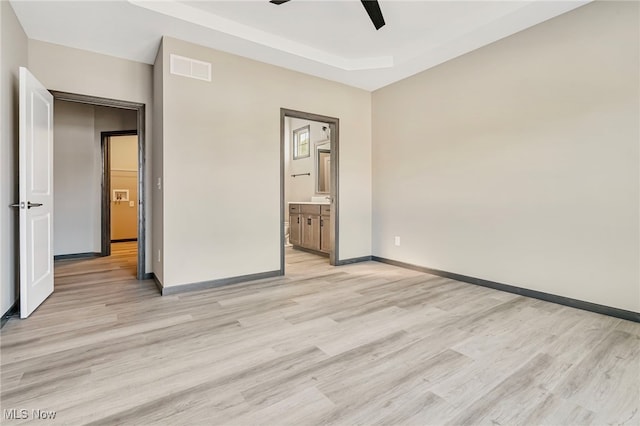 interior space featuring light hardwood / wood-style floors and ceiling fan