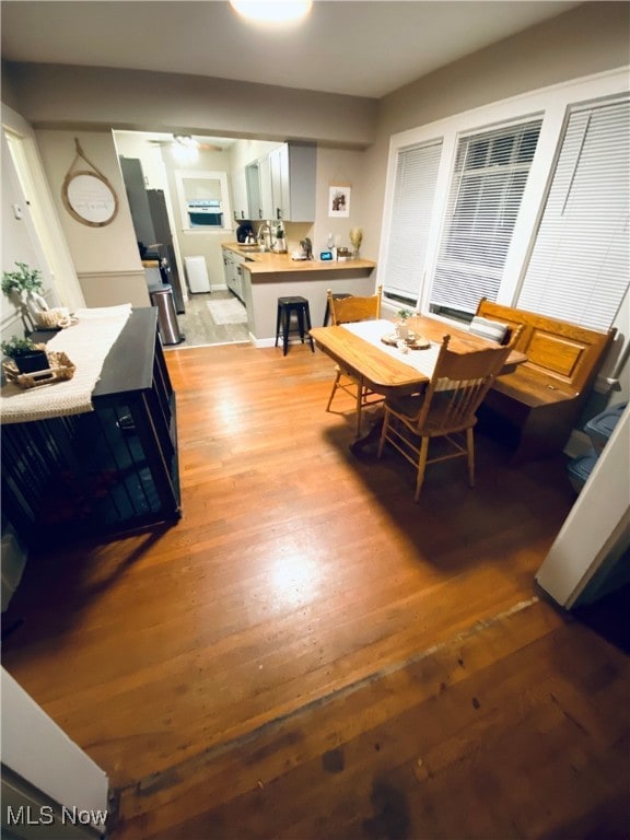 dining area featuring light hardwood / wood-style flooring