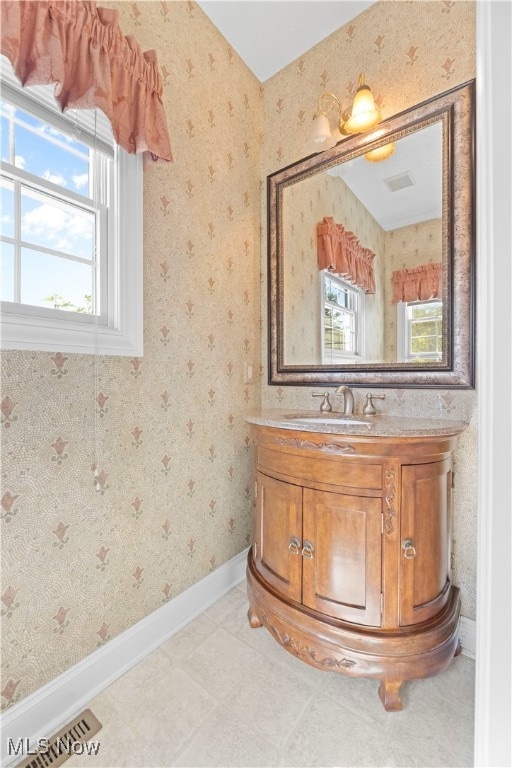 bathroom featuring vanity and a healthy amount of sunlight