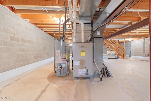 utility room with gas water heater