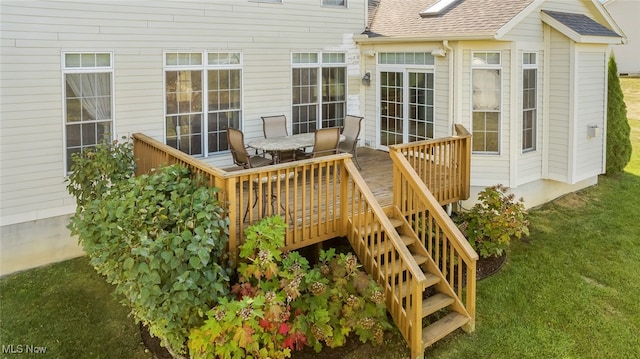 deck with a lawn