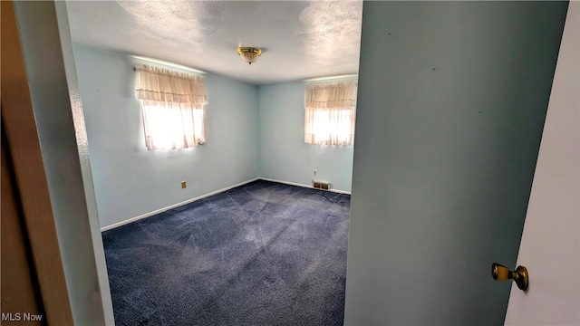 carpeted empty room with a textured ceiling and plenty of natural light