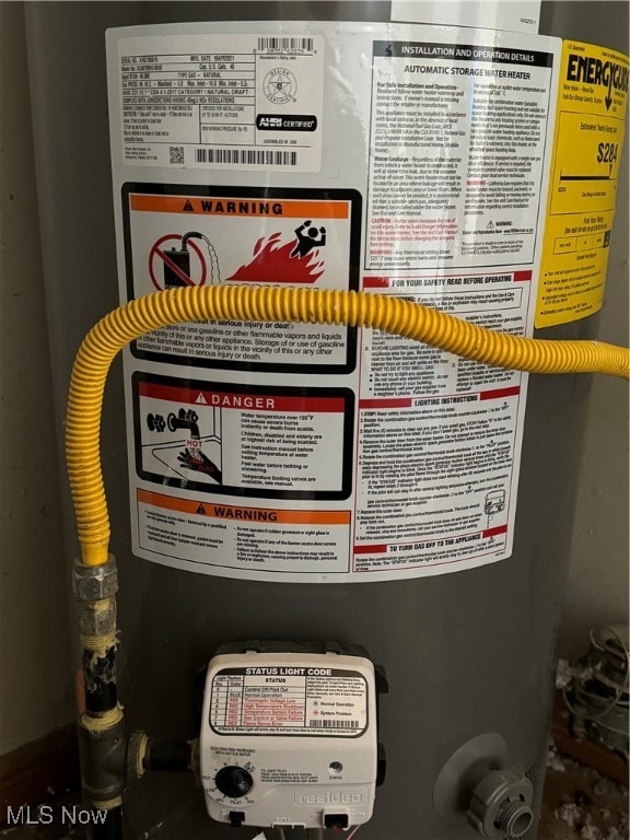 details featuring gas water heater