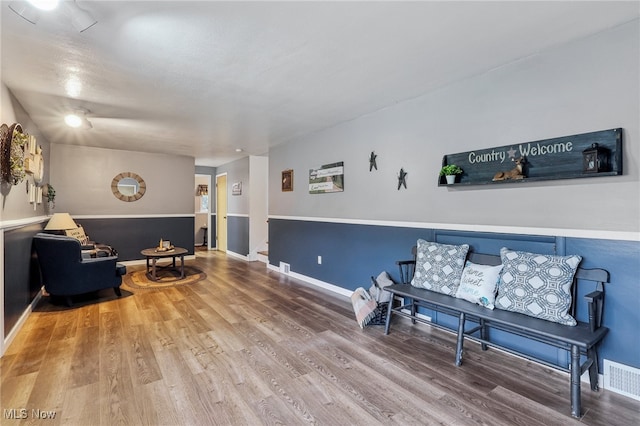 living area featuring hardwood / wood-style flooring