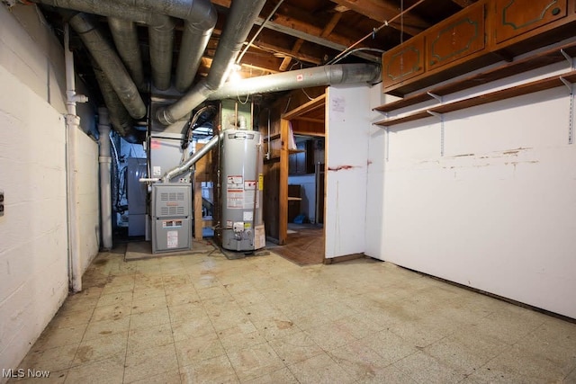 basement with water heater