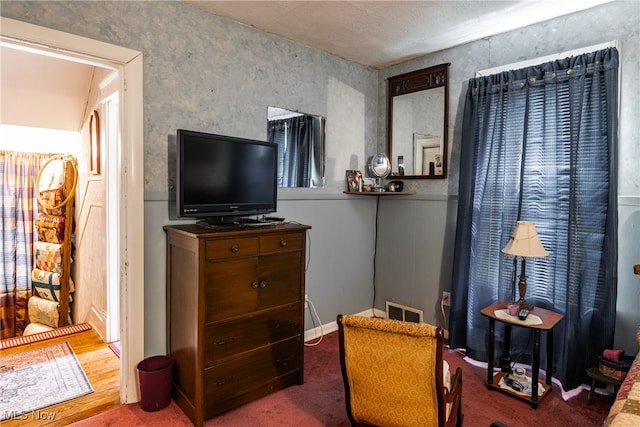 sitting room featuring carpet floors