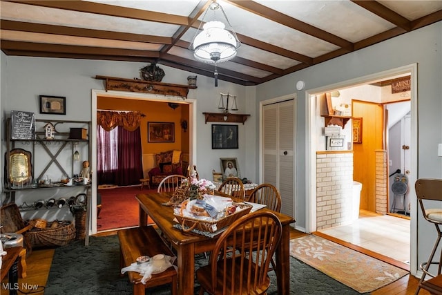 1808 Covert St, Parkersburg, WV 26101 - dining room with wood finished floors and lofted ceiling with beams