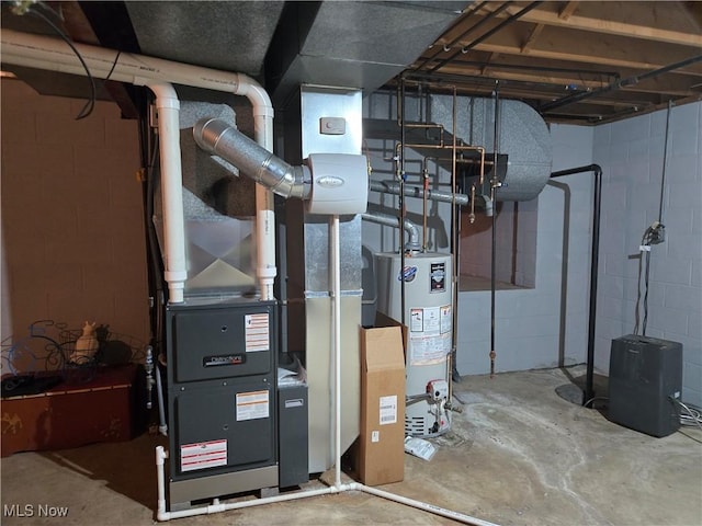 utility room with water heater