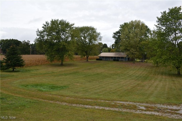 view of yard with a rural view