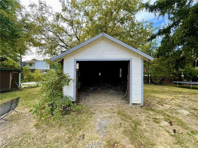 garage featuring a trampoline