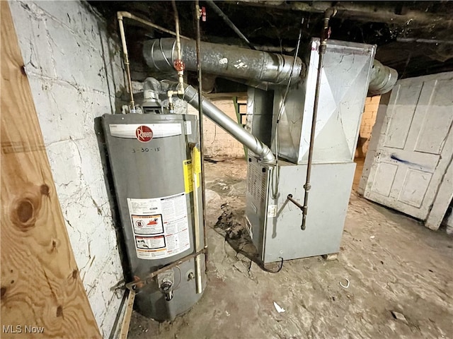 utilities featuring gas water heater and heating unit