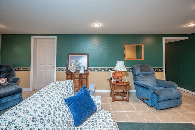 living room featuring tile patterned floors