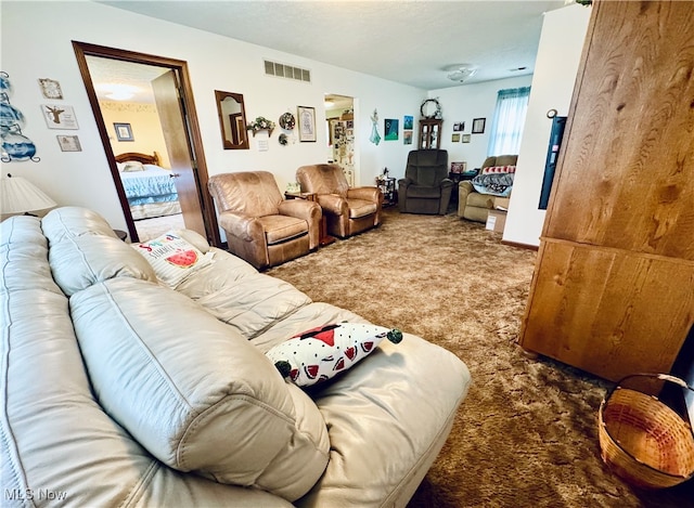 living room featuring carpet flooring