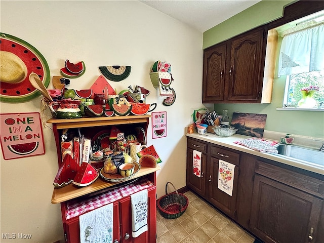 kitchen with dark brown cabinets