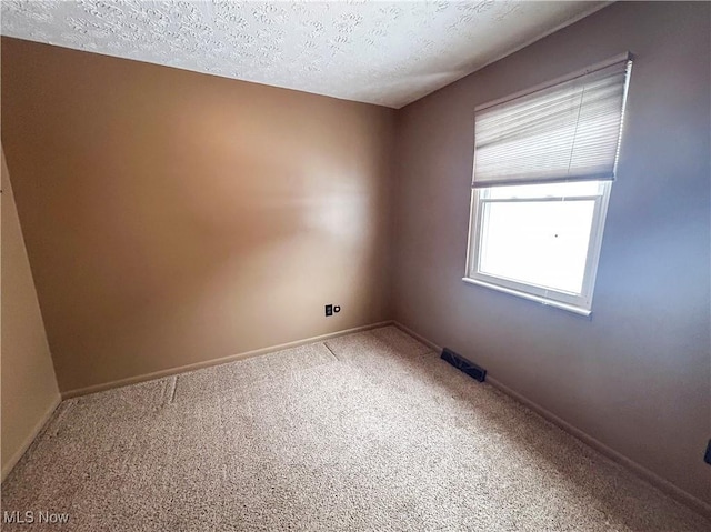 carpeted spare room featuring a textured ceiling