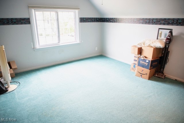 additional living space with carpet and vaulted ceiling