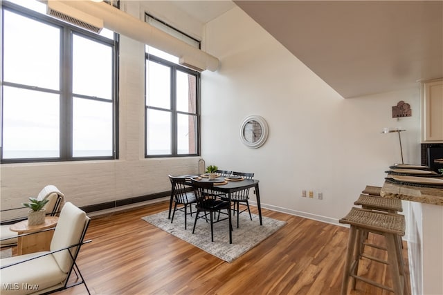 dining area with light hardwood / wood-style floors and a wealth of natural light