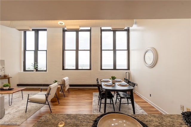 dining area with light wood-type flooring