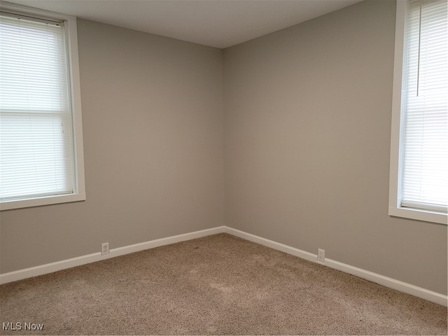 unfurnished room featuring a healthy amount of sunlight and carpet flooring