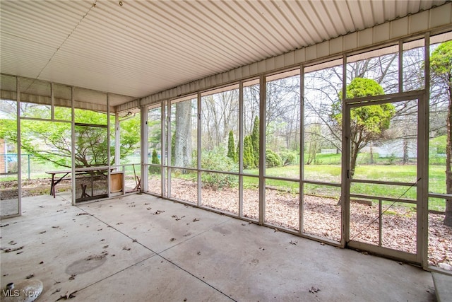 view of unfurnished sunroom