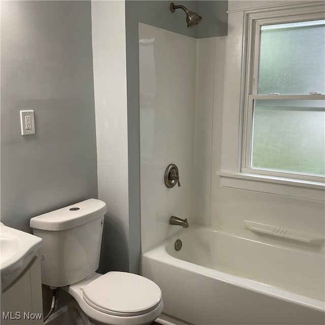 full bathroom with vanity, toilet, and shower / bath combination