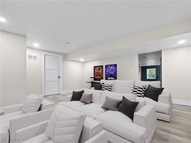 living room with light wood-type flooring