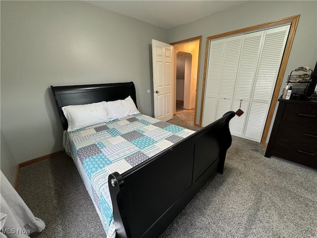 carpeted bedroom featuring a closet